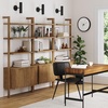 image:imageNathan James Beacon 3Shelf Bookcase with Seagrass Cabinet Solid Wood Bookshelf with Storage with Solid Wood Frame SeagrassRaw Oak Set of 3Light Brown