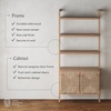 image:imageNathan James Beacon 3Shelf Bookcase with Seagrass Cabinet Solid Wood Bookshelf with Storage with Solid Wood Frame SeagrassRaw Oak Set of 3Raw Oakseagrass
