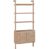 image:imageNathan James Beacon 3Shelf Bookcase with Seagrass Cabinet Solid Wood Bookshelf with Storage with Solid Wood Frame SeagrassRaw Oak Set of 3Raw Oakseagrass