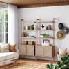 image:imageNathan James Beacon 3Shelf Bookcase with Seagrass Cabinet Solid Wood Bookshelf with Storage with Solid Wood Frame SeagrassRaw Oak Set of 3Raw Oakseagrass