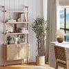 image:imageNathan James Beacon 3Shelf Bookcase with Seagrass Cabinet Solid Wood Bookshelf with Storage with Solid Wood Frame SeagrassRaw Oak Set of 3Raw Oakseagrass
