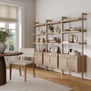 image:imageNathan James Beacon 3Shelf Bookcase with Seagrass Cabinet Solid Wood Bookshelf with Storage with Solid Wood Frame SeagrassRaw Oak Set of 3Raw Oakseagrass