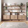 image:imageNathan James Beacon 3Shelf Bookcase with Seagrass Cabinet Solid Wood Bookshelf with Storage with Solid Wood Frame SeagrassRaw Oak Set of 3Raw Oakseagrass