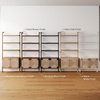 image:imageNathan James Beacon 3Shelf Bookcase with Seagrass Cabinet Solid Wood Bookshelf with Storage with Solid Wood Frame SeagrassRaw Oak Set of 3Raw Oakseagrass