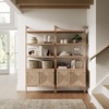image:imageNathan James Beacon 3Shelf Bookcase with Seagrass Cabinet Solid Wood Bookshelf with Storage with Solid Wood Frame SeagrassRaw Oak Set of 3Raw Oakseagrass