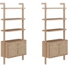 image:imageNathan James Beacon 3Shelf Bookcase with Seagrass Cabinet Solid Wood Bookshelf with Storage with Solid Wood Frame SeagrassRaw Oak Set of 3Raw Oakseagrass