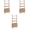 image:imageNathan James Beacon 3Shelf Bookcase with Seagrass Cabinet Solid Wood Bookshelf with Storage with Solid Wood Frame SeagrassRaw Oak Set of 3Raw Oakseagrass