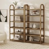 image:imageNathan James Beacon 3Shelf Bookcase with Seagrass Cabinet Solid Wood Bookshelf with Storage with Solid Wood Frame SeagrassRaw Oak Set of 3Syd Light Brown