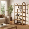 image:imageNathan James Beacon 3Shelf Bookcase with Seagrass Cabinet Solid Wood Bookshelf with Storage with Solid Wood Frame SeagrassRaw Oak Set of 3Syd Light Brown