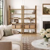 image:imageNathan James Beacon 3Shelf Bookcase with Seagrass Cabinet Solid Wood Bookshelf with Storage with Solid Wood Frame SeagrassRaw Oak Set of 3Syd Light Brown
