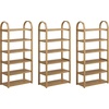 image:imageNathan James Beacon 3Shelf Bookcase with Seagrass Cabinet Solid Wood Bookshelf with Storage with Solid Wood Frame SeagrassRaw Oak Set of 3Syd Light Brown