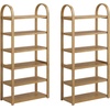 image:imageNathan James Beacon 3Shelf Bookcase with Seagrass Cabinet Solid Wood Bookshelf with Storage with Solid Wood Frame SeagrassRaw Oak Set of 3Syd Light Brown