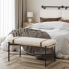 image:imageNathan James Beacon Bohemian Bench Seat with Shoe Storage Seagrass Entryway or End of Bed Bench with Solid Wood Frame Brushed Light BrownWhite BoucleLight OakMatte Black