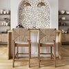 image:imageNathan James Beacon Bohemian Boucle Bar Stool Upholstered Counter Height Chair with Solid Wood Frame and Woven Seagrass Back for Kitchen Island Light BrownSeagrassCream Boucle