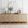 image:imageNathan James Beacon Boho TV Stand Free Standing Kitchen Cabinet Storage with Adjustable Interior Shelf and Seagrass Accent SeagrassRaw Oak Set of 2Brushed Light Brownseagrass