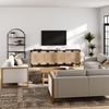 image:imageNathan James Beacon Boho TV Stand Free Standing Kitchen Cabinet Storage with Adjustable Interior Shelf and Seagrass Accent SeagrassRaw Oak Set of 2Brushed Blackseagrass