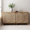 image:imageNathan James Beacon Boho TV Stand Free Standing Kitchen Cabinet Storage with Adjustable Interior Shelf and Seagrass Accent SeagrassRaw Oak Set of 2Brushed Light Brownseagrass