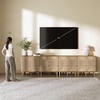 image:imageNathan James Beacon Boho TV Stand Free Standing Kitchen Cabinet Storage with Adjustable Interior Shelf and Seagrass Accent SeagrassRaw Oak Set of 2Brushed Light Brownseagrass