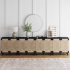 image:imageNathan James Beacon Boho TV Stand Free Standing Kitchen Cabinet Storage with Adjustable Interior Shelf and Seagrass Accent SeagrassRaw Oak Set of 2Brushed Blackseagrass