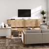 image:imageNathan James Beacon Boho TV Stand Free Standing Kitchen Cabinet Storage with Adjustable Interior Shelf and Seagrass Accent SeagrassRaw Oak Set of 2Brushed Light Brownseagrass