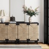 image:imageNathan James Beacon Boho TV Stand Free Standing Kitchen Cabinet Storage with Adjustable Interior Shelf and Seagrass Accent SeagrassRaw Oak Set of 2Brushed Blackseagrass