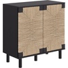 image:imageNathan James Beacon Boho TV Stand Free Standing Kitchen Cabinet Storage with Adjustable Interior Shelf and Seagrass Accent SeagrassRaw Oak Set of 2Brushed Blackseagrass