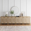 image:imageNathan James Beacon Boho TV Stand Free Standing Kitchen Cabinet Storage with Adjustable Interior Shelf and Seagrass Accent SeagrassRaw Oak Set of 2Brushed Light Brownseagrass