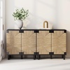 image:imageNathan James Beacon Boho TV Stand Free Standing Kitchen Cabinet Storage with Adjustable Interior Shelf and Seagrass Accent SeagrassRaw Oak Set of 2Brushed Blackseagrass