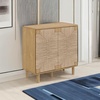 image:imageNathan James Beacon Boho TV Stand Free Standing Kitchen Cabinet Storage with Adjustable Interior Shelf and Seagrass Accent SeagrassRaw Oak Set of 2Brushed Light Brownseagrass