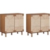image:imageNathan James Beacon Boho TV Stand Free Standing Kitchen Cabinet Storage with Adjustable Interior Shelf and Seagrass Accent SeagrassRaw Oak Set of 2Dark Brownseagrass