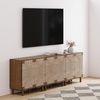 image:imageNathan James Beacon Boho TV Stand Free Standing Kitchen Cabinet Storage with Adjustable Interior Shelf and Seagrass Accent SeagrassRaw Oak Set of 2Dark Brownseagrass
