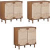 image:imageNathan James Beacon Boho TV Stand Free Standing Kitchen Cabinet Storage with Adjustable Interior Shelf and Seagrass Accent SeagrassRaw Oak Set of 2Dark Brownseagrass