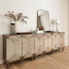 image:imageNathan James Beacon Boho TV Stand Free Standing Kitchen Cabinet Storage with Adjustable Interior Shelf and Seagrass Accent SeagrassRaw Oak Set of 2Dark Brownseagrass