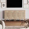 image:imageNathan James Beacon Boho TV Stand Free Standing Kitchen Cabinet Storage with Adjustable Interior Shelf and Seagrass Accent SeagrassRaw Oak Set of 2Raw Oakseagrass