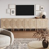 image:imageNathan James Beacon Boho TV Stand Free Standing Kitchen Cabinet Storage with Adjustable Interior Shelf and Seagrass Accent SeagrassRaw Oak Set of 2Raw Oakseagrass