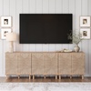 image:imageNathan James Beacon Boho TV Stand Free Standing Kitchen Cabinet Storage with Adjustable Interior Shelf and Seagrass Accent SeagrassRaw Oak Set of 2Raw Oakseagrass