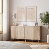 image:imageNathan James Beacon Boho TV Stand Free Standing Kitchen Cabinet Storage with Adjustable Interior Shelf and Seagrass Accent SeagrassRaw Oak Set of 2Raw Oakseagrass