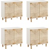 image:imageNathan James Beacon Boho TV Stand Free Standing Kitchen Cabinet Storage with Adjustable Interior Shelf and Seagrass Accent SeagrassRaw Oak Set of 2Whiteseagrass