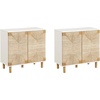 image:imageNathan James Beacon Boho TV Stand Free Standing Kitchen Cabinet Storage with Adjustable Interior Shelf and Seagrass Accent SeagrassRaw Oak Set of 2Whiteseagrass