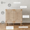 image:imageNathan James Beacon Boho TV Stand Free Standing Kitchen Cabinet Storage with Adjustable Interior Shelf and Seagrass Accent SeagrassRaw Oak Set of 2Whiteseagrass