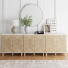 image:imageNathan James Beacon Boho TV Stand Free Standing Kitchen Cabinet Storage with Adjustable Interior Shelf and Seagrass Accent SeagrassRaw Oak Set of 2Whiteseagrass