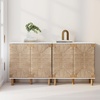 image:imageNathan James Beacon Boho TV Stand Free Standing Kitchen Cabinet Storage with Adjustable Interior Shelf and Seagrass Accent SeagrassRaw Oak Set of 2Whiteseagrass