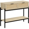 image:imageNathan James Beacon Wooden Sofa Console Table with Drawers Bohemian Entryway Table Hallway Table with Seagrass Shelf Light BrownAndrew Light OakBlack