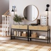 image:imageNathan James Beacon Wooden Sofa Console Table with Drawers Bohemian Entryway Table Hallway Table with Seagrass Shelf Light BrownAndrew Light OakBlack
