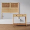 image:imageNathan James Beacon Wooden Sofa Console Table with Drawers Bohemian Entryway Table Hallway Table with Seagrass Shelf Light BrownEvelyn Natural Brown
