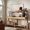 image:imageNathan James Beacon Wooden Sofa Console Table with Drawers Bohemian Entryway Table Hallway Table with Seagrass Shelf Light BrownEvelyn Natural Brown