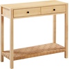 image:imageNathan James Beacon Wooden Sofa Console Table with Drawers Bohemian Entryway Table Hallway Table with Seagrass Shelf Light BrownEvelyn Natural Brown