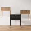 image:imageNathan James Boho Jasper Wood Nightstand with Drawer Fluted Side Table or End Table with Storage Light BrownBlack