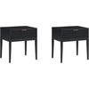 image:imageNathan James Boho Jasper Wood Nightstand with Drawer Fluted Side Table or End Table with Storage Light BrownBlack