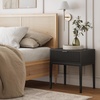 image:imageNathan James Boho Jasper Wood Nightstand with Drawer Fluted Side Table or End Table with Storage Light BrownBlack